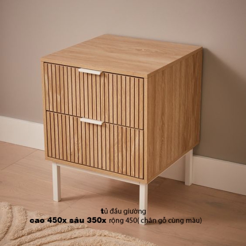 Tủ đầu giường gỗ tự nhiên Cao 450 x Sâu 350 x Rộng 450 (1)
