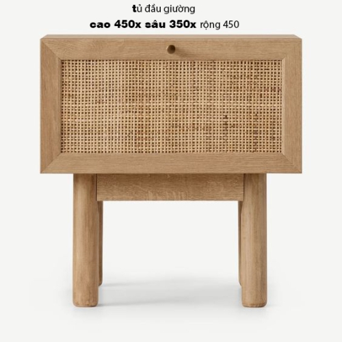 Tủ đầu giường gỗ tự nhiên Cao 450 x Sâu 350 x Rộng 450 (2)