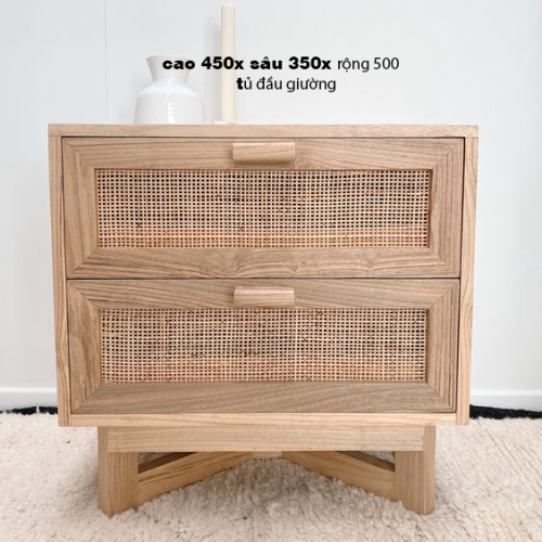 Tủ đầu giường gỗ tự nhiên Cao 450 x Sâu 350 x Rộng 450 (3)